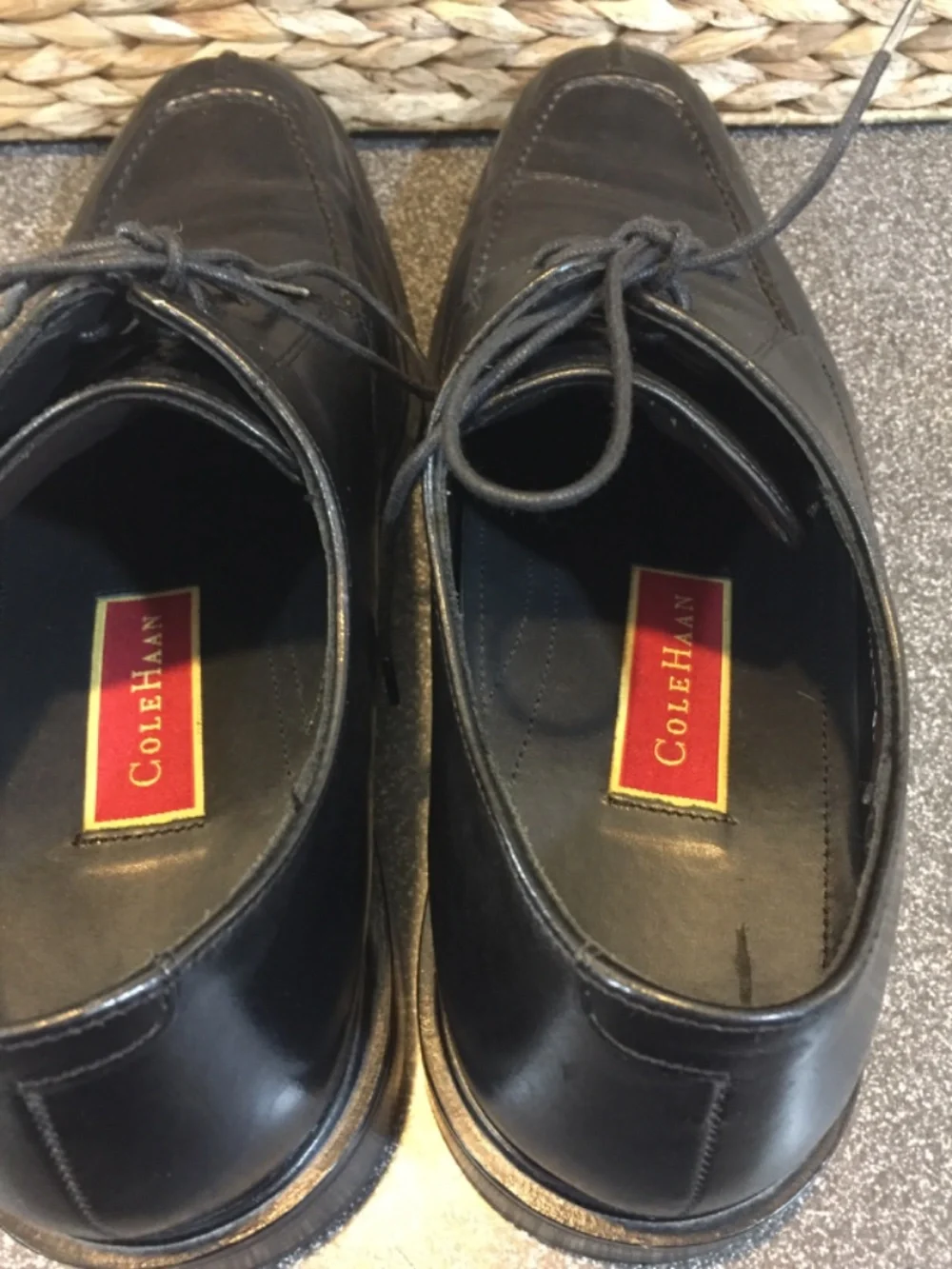 Cole Haan Black Leather Derby Oxfords